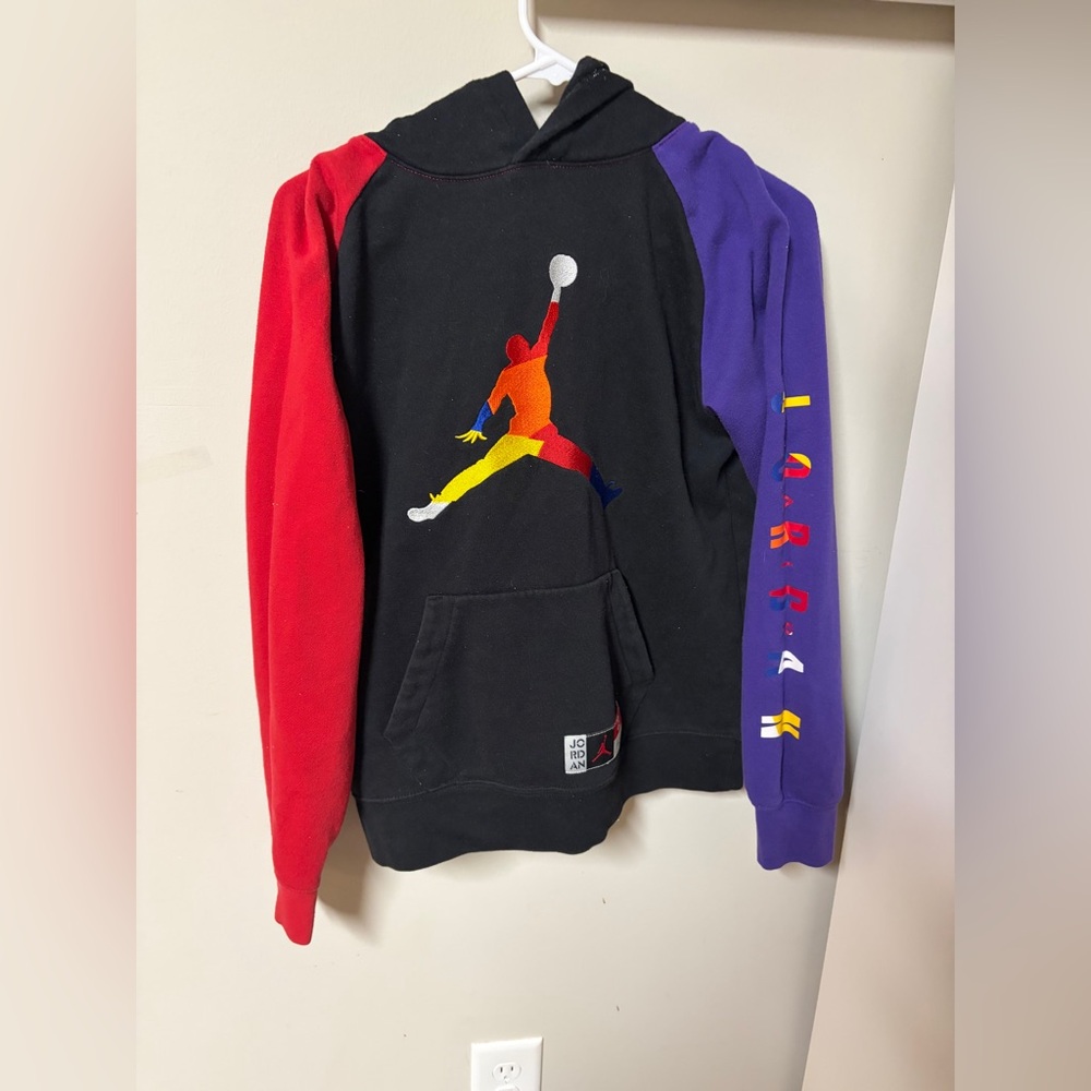 VINTAGE GRAIL YXL/AS Jumpman Embroidered Jordan Hoodie Colorblock Collectible